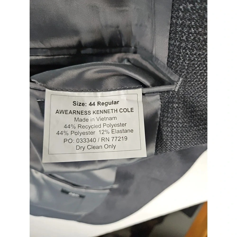 Awearness Kenneth Cole Slim Fit‎ Stretch Dark Gray Glen Plaid 44R Sport Coat